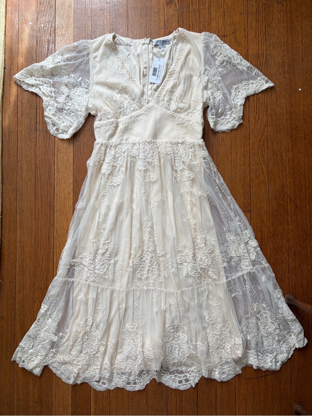 Baltic Born Clarisa Lace Midi Dress, Vintage Cream, L, NWT
